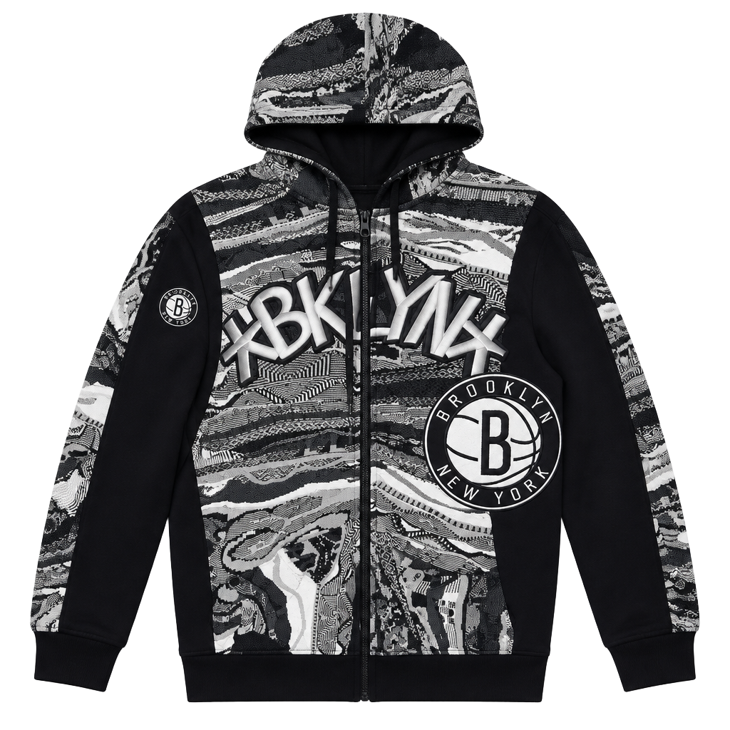Coogi Brooklyn Nets Full Zip Hoodie Size XL Black White Multi 1
