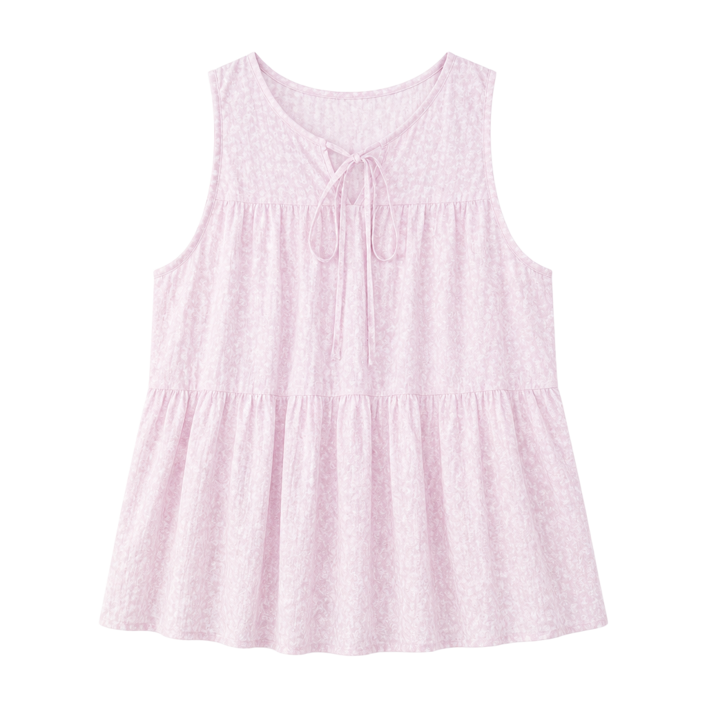 Topshop Pink Animal Print Sleeveless Tiered Smock Blouse 1