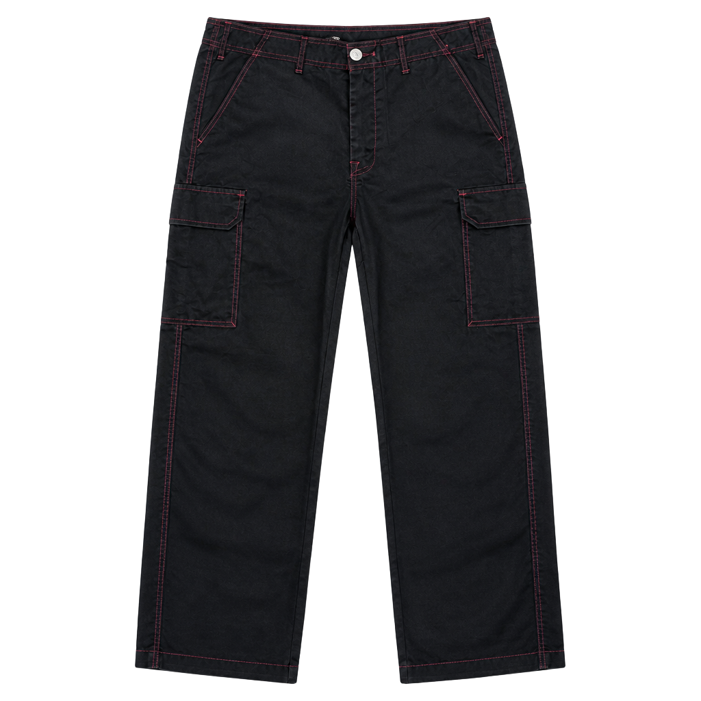 True Religion Black Cargo Pants with Red Contrast Stitching Size 34 1