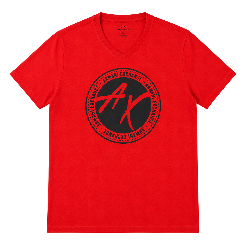 Armani Exchange Graphic V-Neck T-Shirt Size XL Red 1