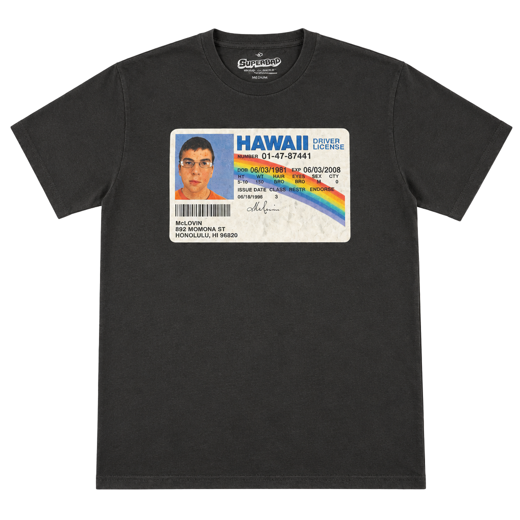 Ripple Junction Superbad McLovin Hawaii ID T-Shirt Size M Black 1