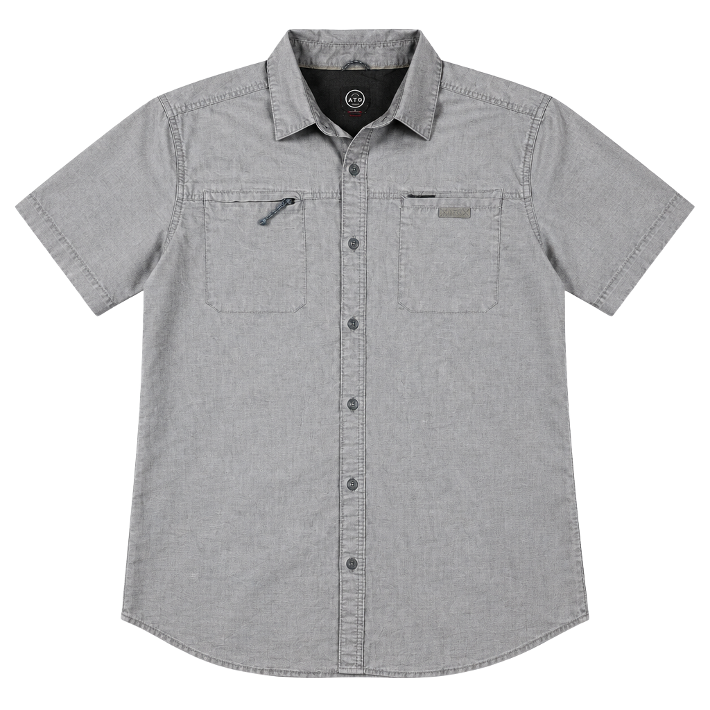 Wrangler ATG Short Sleeve Shirt Size XL Grey Performance Button Up 1