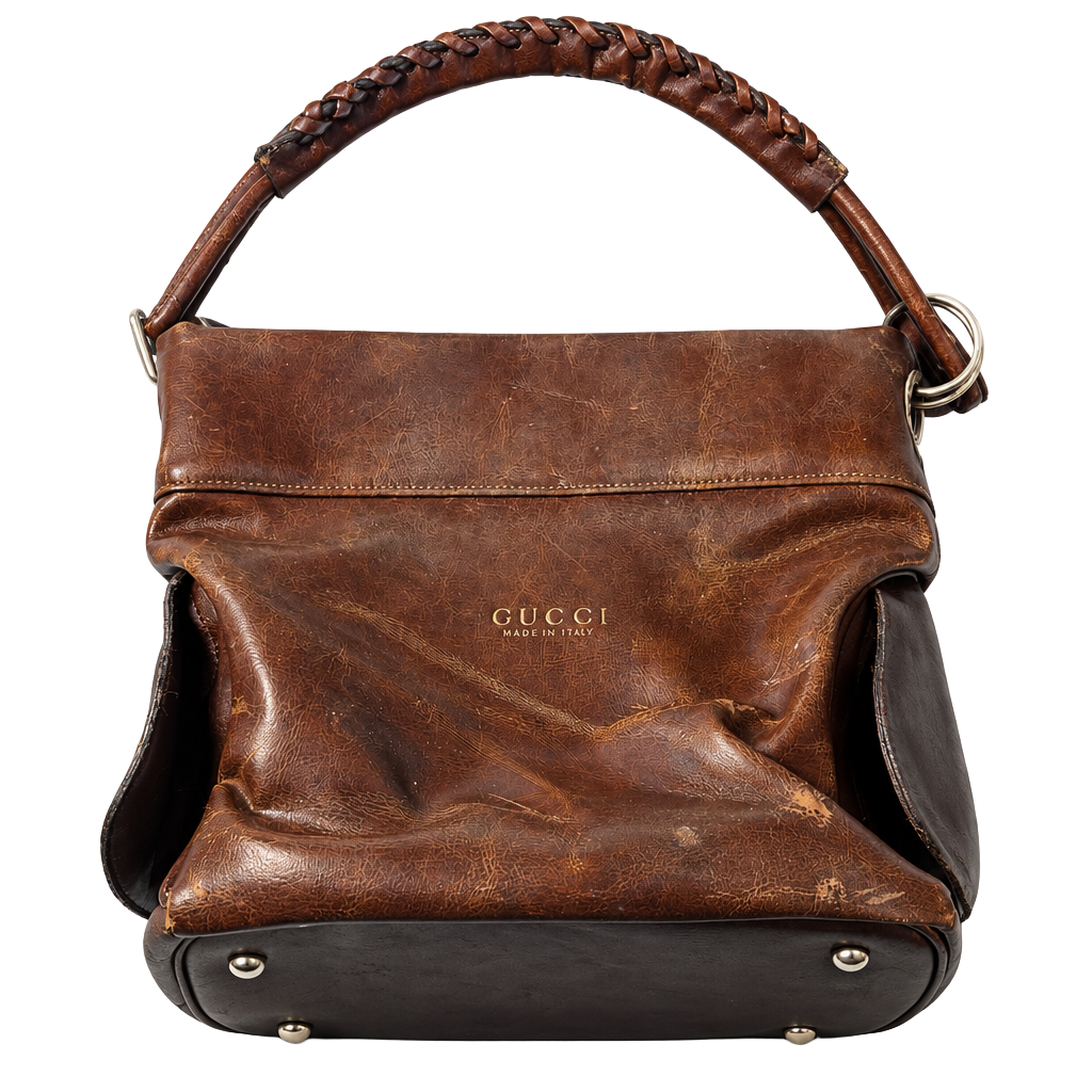 Gucci Leather Shoulder Bag Brown 1