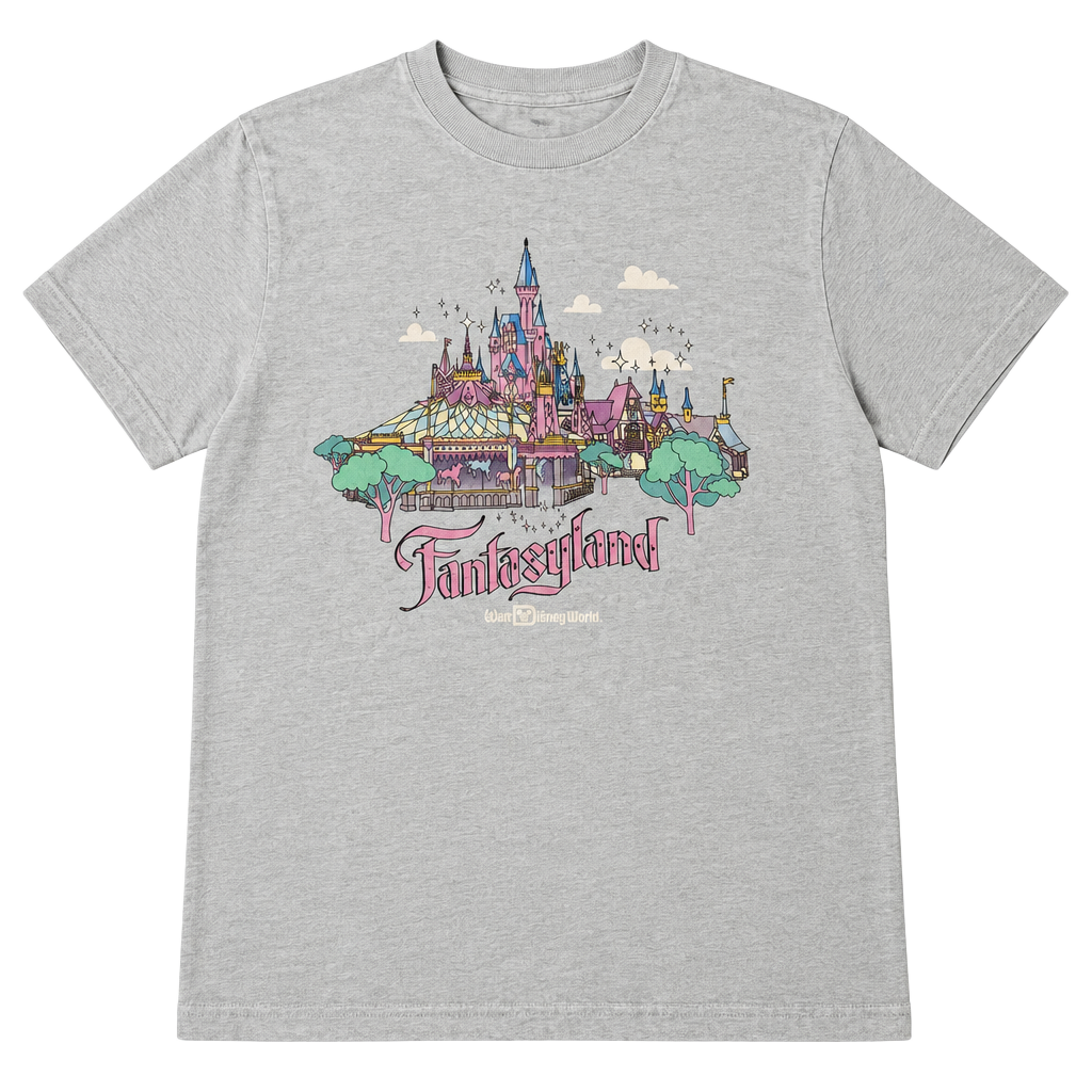 Disney Parks Fantasyland Castle T-Shirt Light Blue Graphic Tee 1