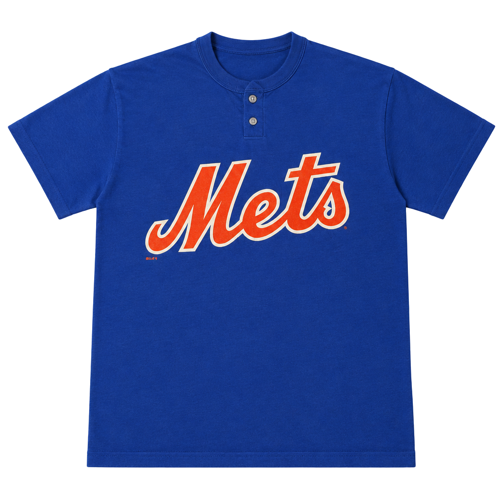 Vintage Russell Athletic New York Mets Henly Shirt Blue 1
