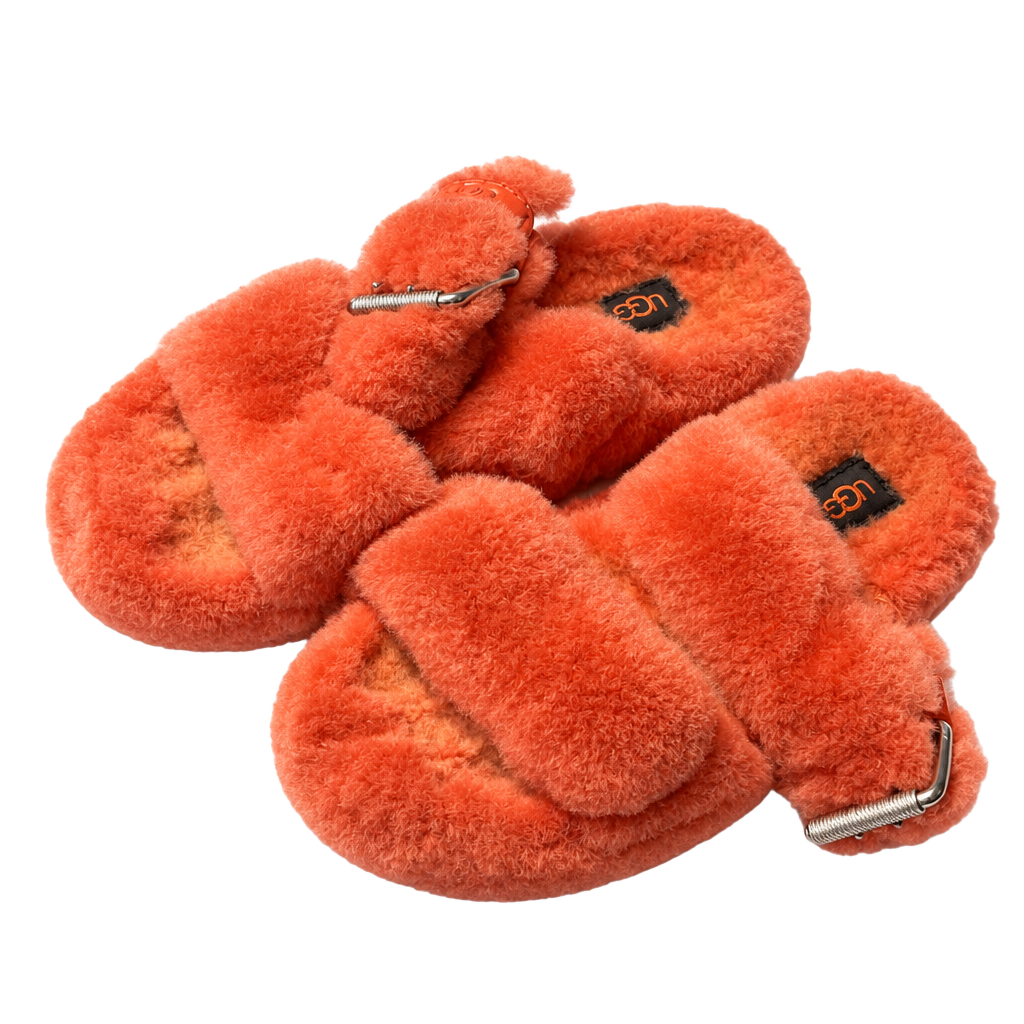 UGG Fluffita Slides Orange Fur Buckle Sandals 1