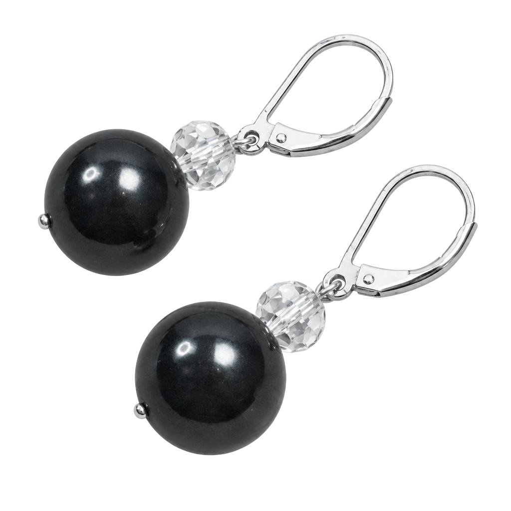 Sterling Silver Bronze Faux Pearl Crystal Dangle Leverback Earrings Marked 925 1