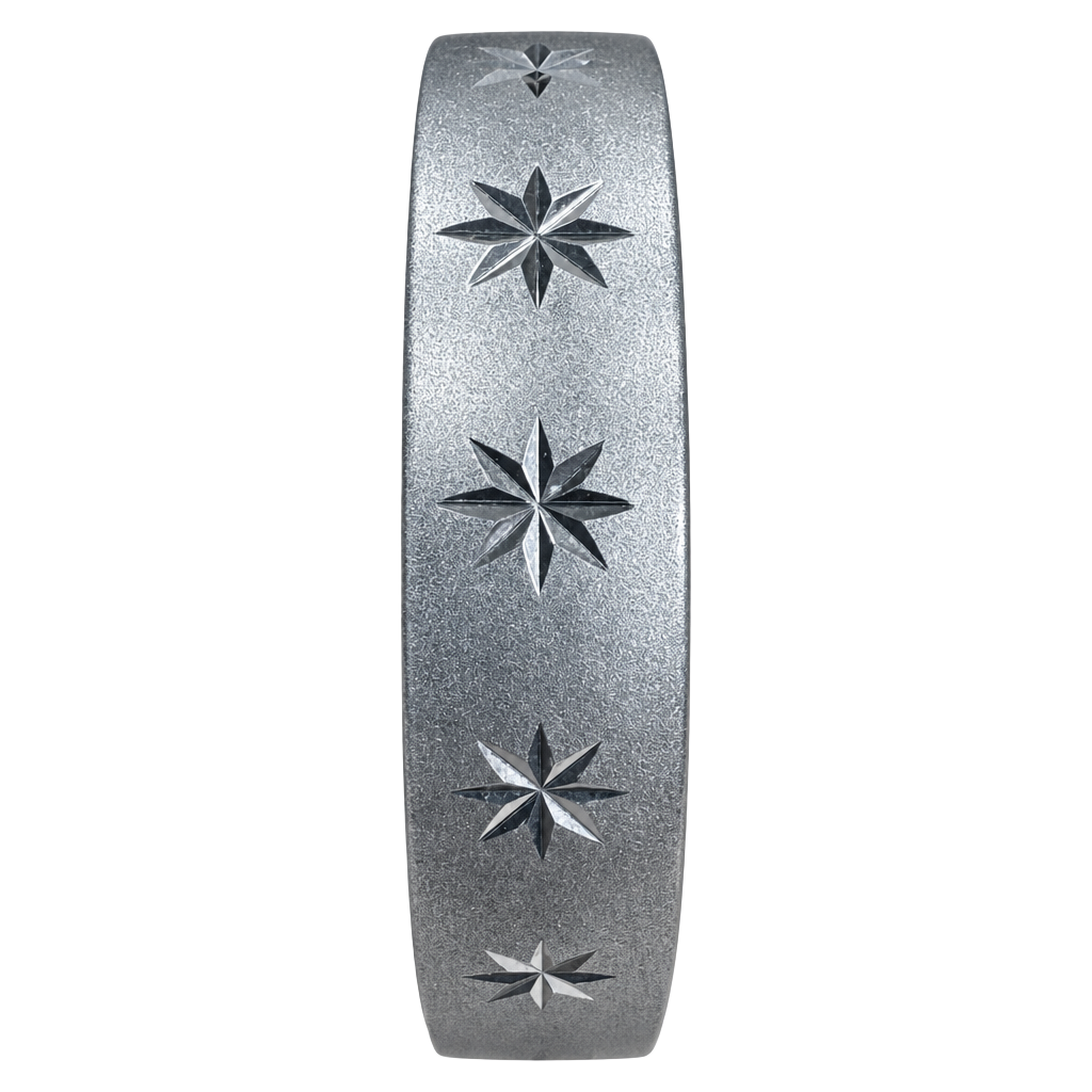 Wide Silver Tone Starburst Bangle Bracelet Atomic Celestial Wizard Halloween 1