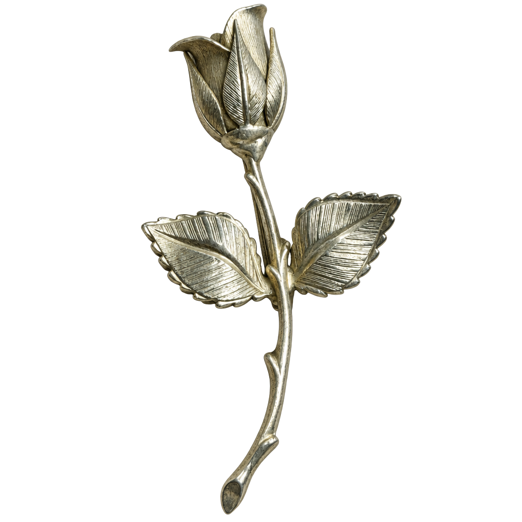 Vintage MFA Signed Golden Rose Flower Brooch Pin Museum Fine Arts Boston Gold 1