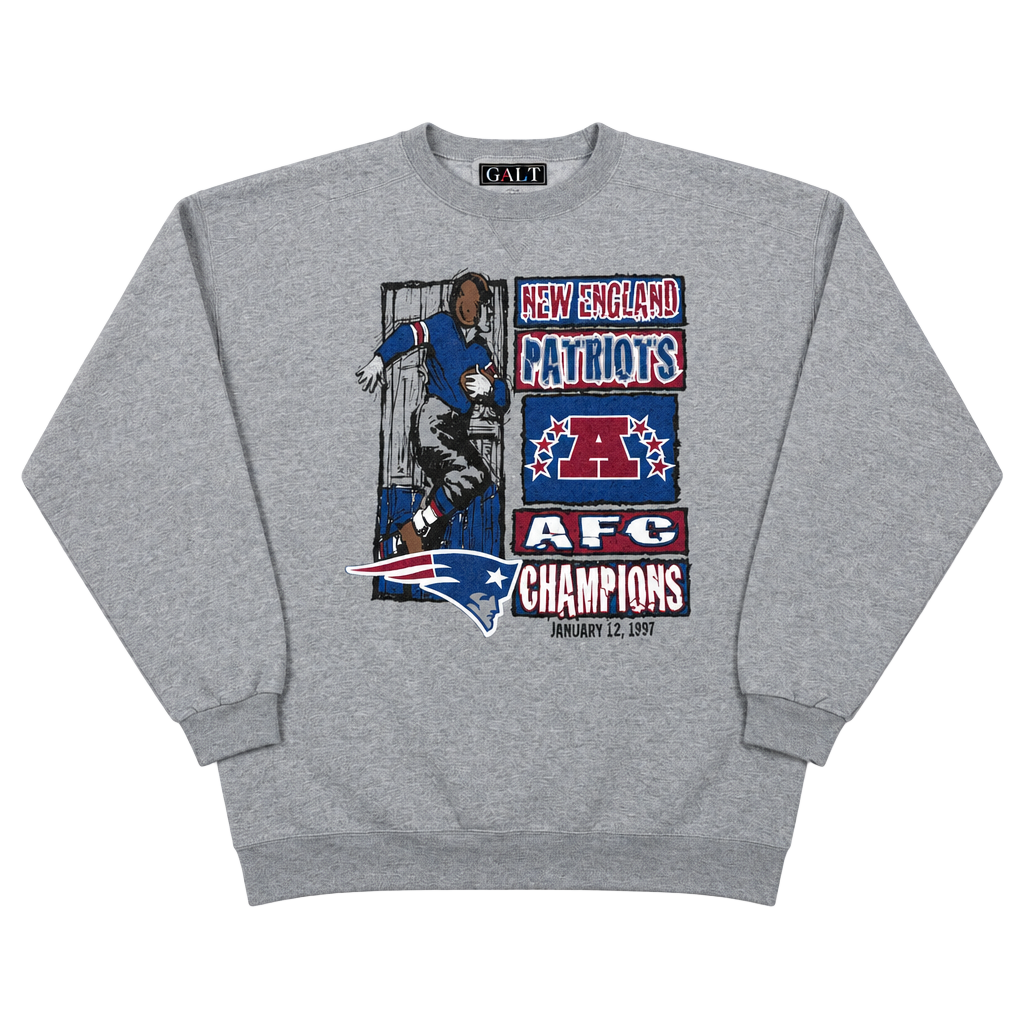 Galt Sand New England Patriots AFC Champions Sweatshirt Size XL Grey 1997 1