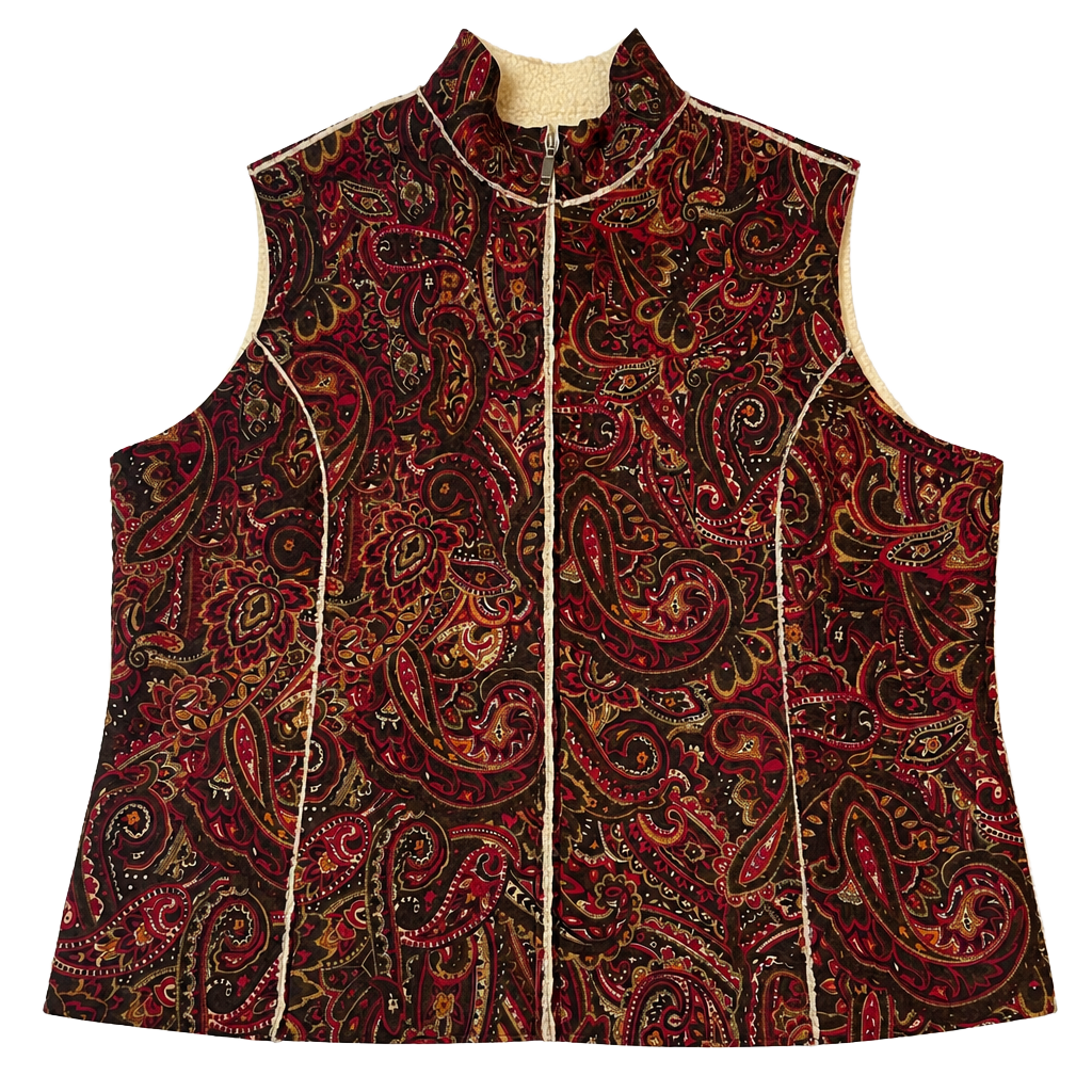 Vintage Casual Corner Annex XL Paisley Print Fleece Lined Vest 1
