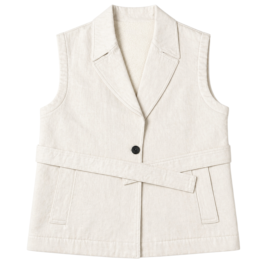 Women's Pomandere Cream Sleeveless Jacket 1