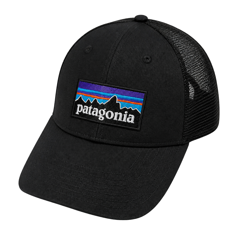 Patagonia P-6 Logo LoPro Trucker Hat Snapback Black Mesh Cap 1