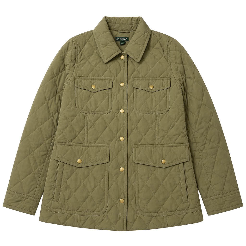 J.Crew Women's Olive Green Quilted Down-Filled Field Jacket 1