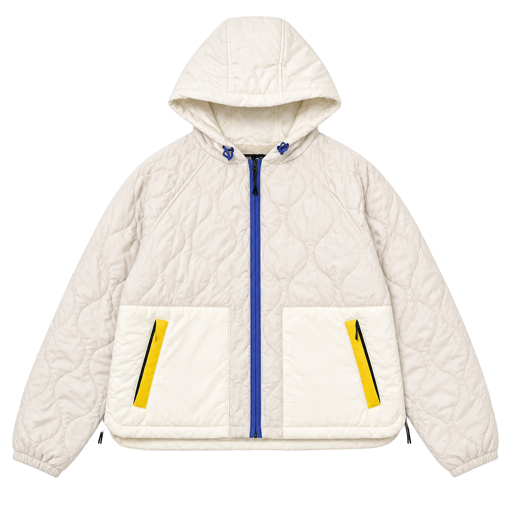 ZARA Water Repellent Colorblock Quilted Jacket with Hood 1