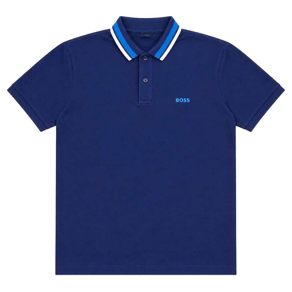 Hugo Boss Paddy Polo Navy Blue with Tipped Contrast Collar XL 1