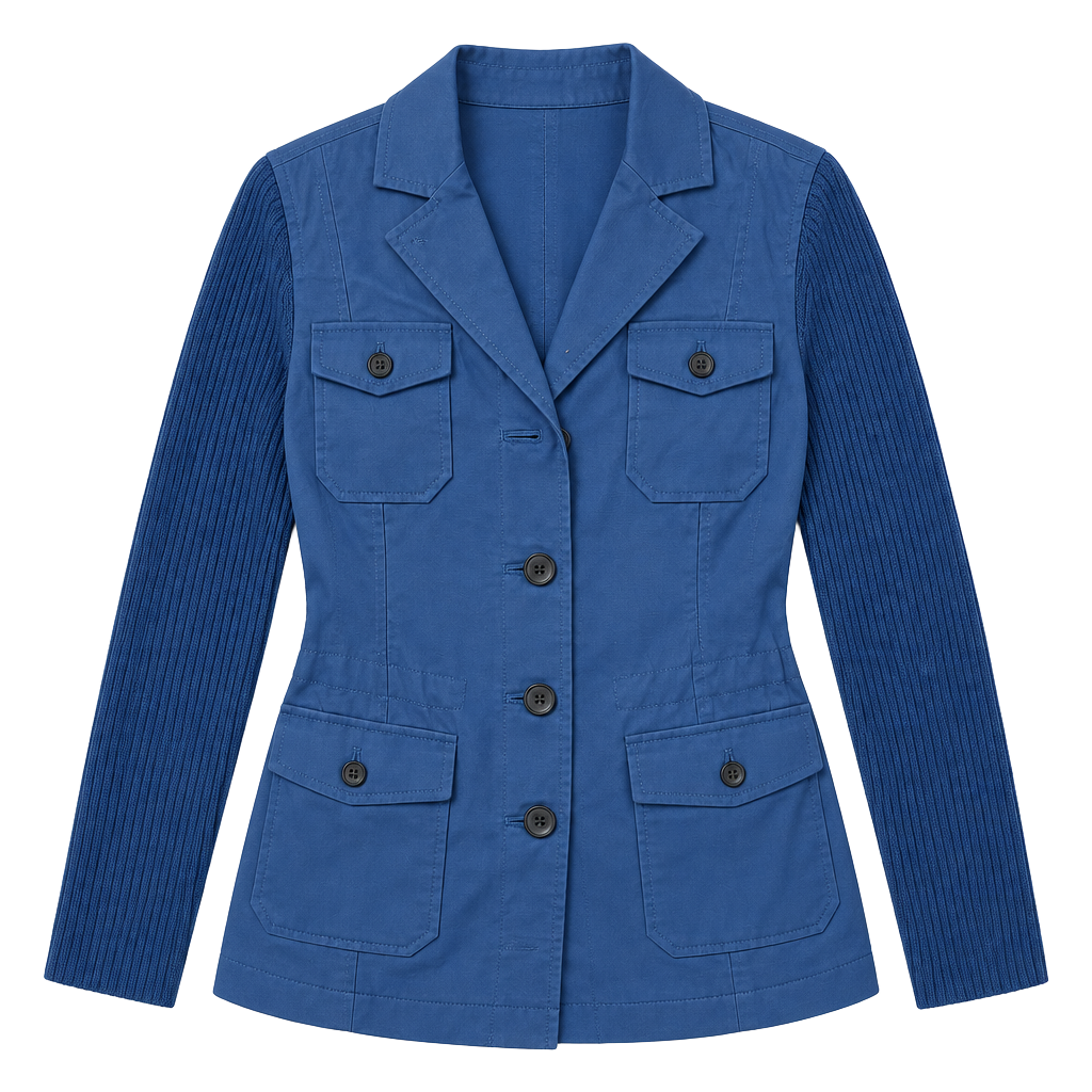 Talbots Sweater Sleeve Jacket Size S Blue Utility Cargo Blazer 1