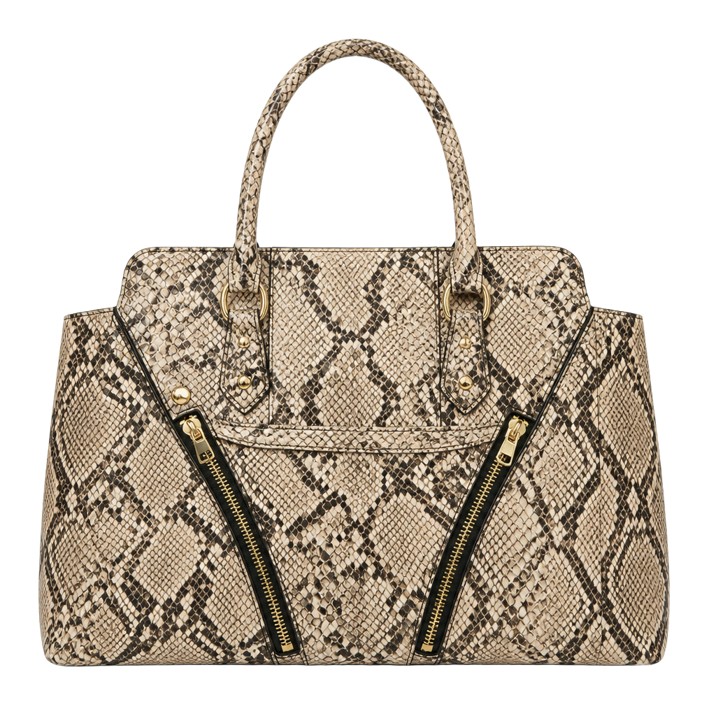 Jessica Simpson Nicole Satchel Natural Python Handbag 1