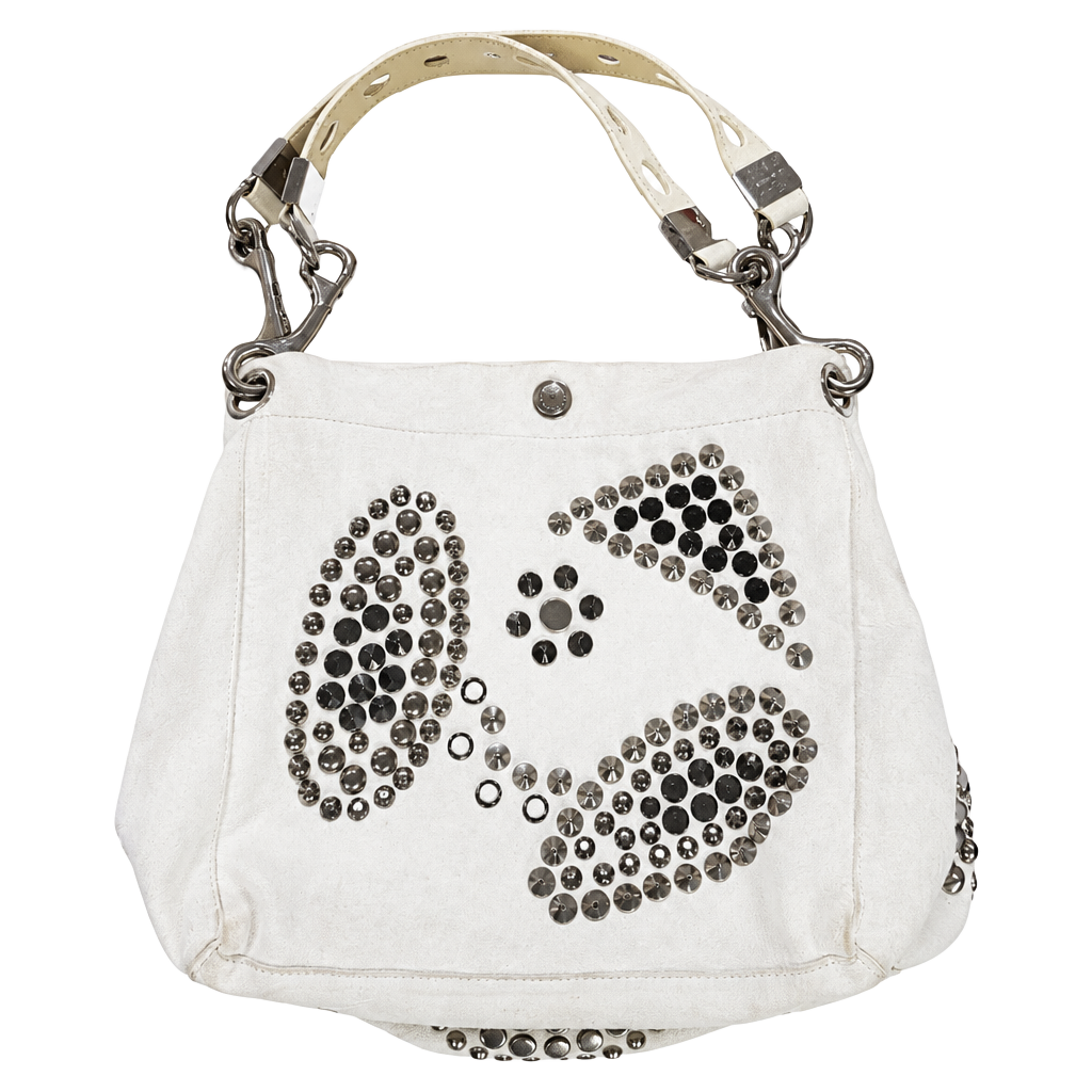 Jimmy Choo White Leather Studded Shoulder Bag 1