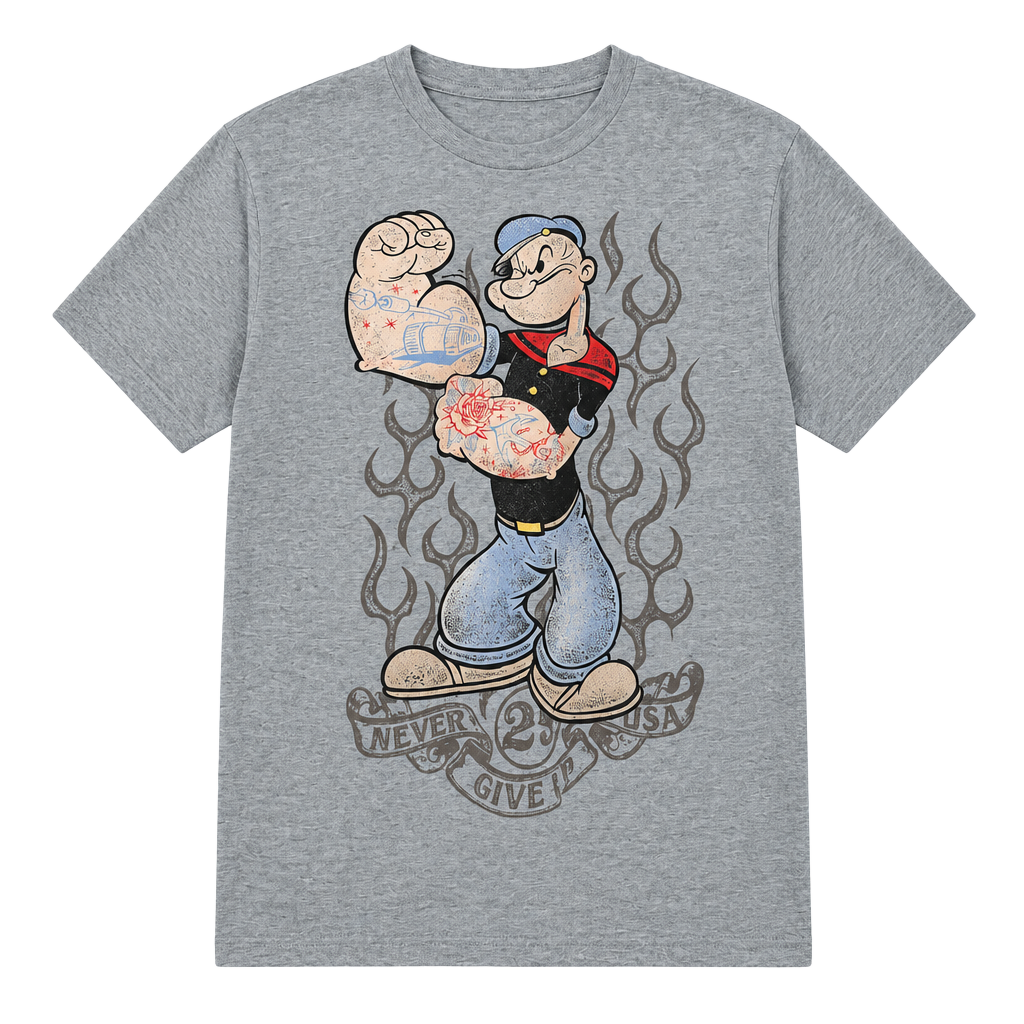 Popeye Tattoo Graphic T-Shirt Gray 277 1