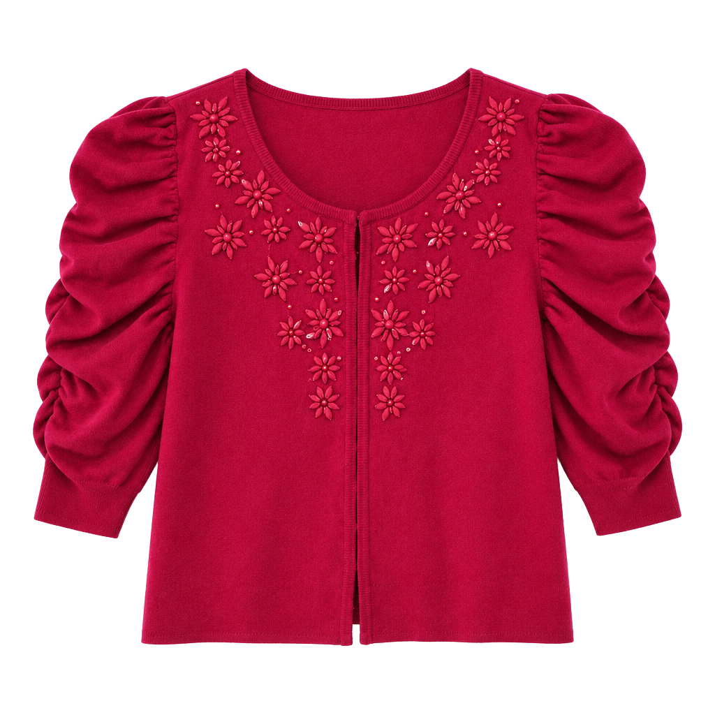 Red Cardigan with beads 293 1