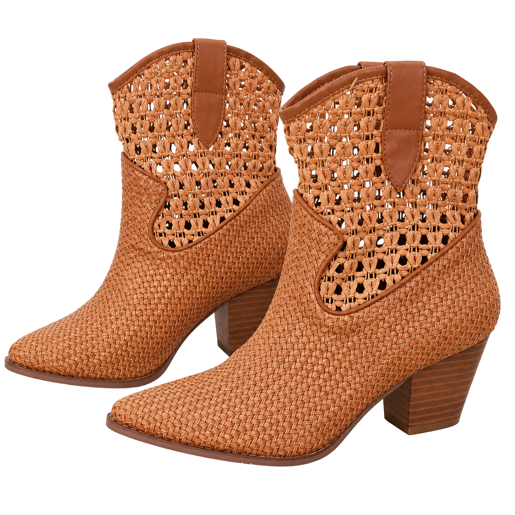 Coconuts by Matisse Woven Western Ankle Boots in Tan 155 1
