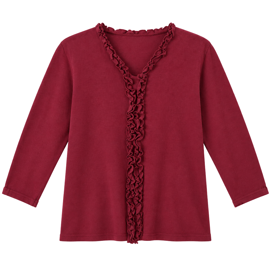Bill Blass Ruffle Top Burgundy 274 1
