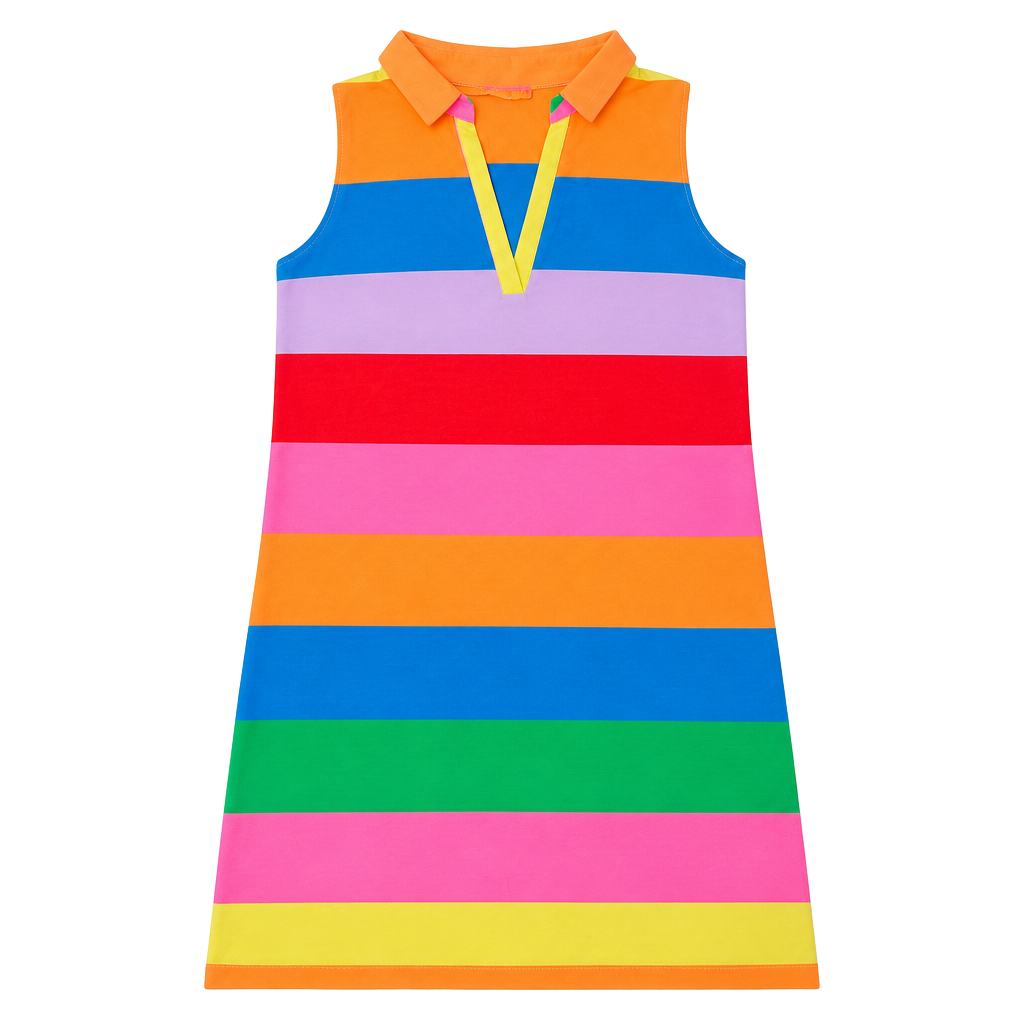 Vilagallo Multi-Color Striped Sleeveless Cotton Polo Dress 1