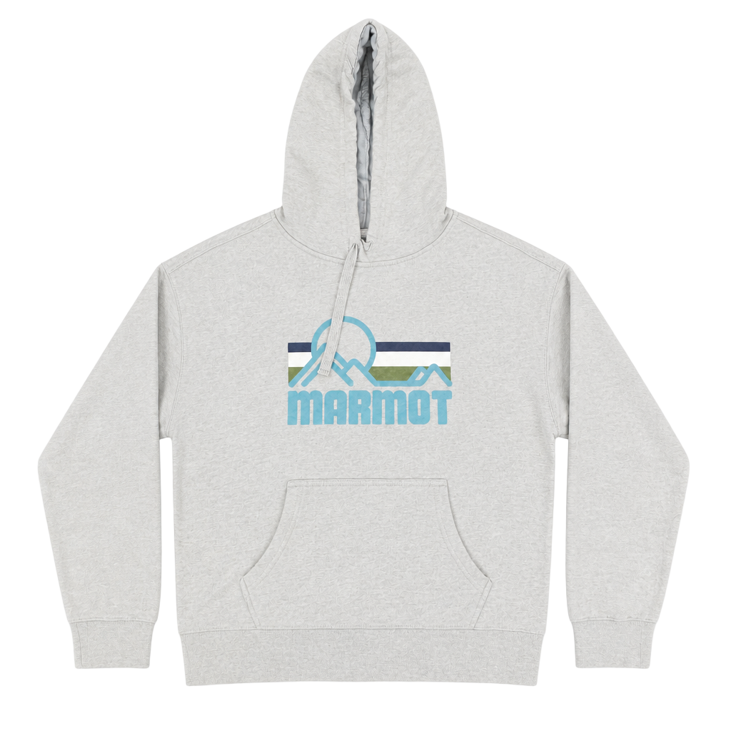 Marmot Coastal Logo Graphic Gray Pullover Hoodie Sweatshirt Size Large 1