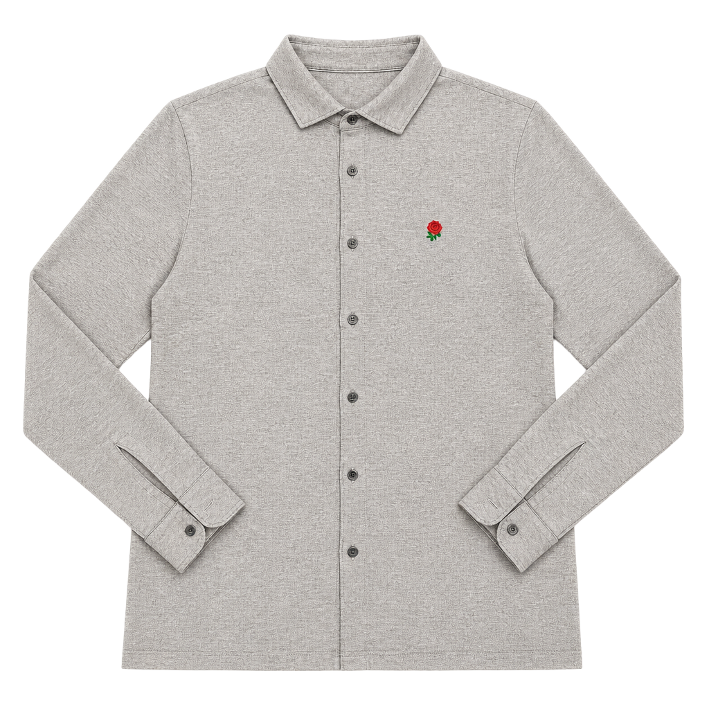 Charles Tyrwhitt England Rugby Grey Long Sleeve Knit Button Up Shirt 1