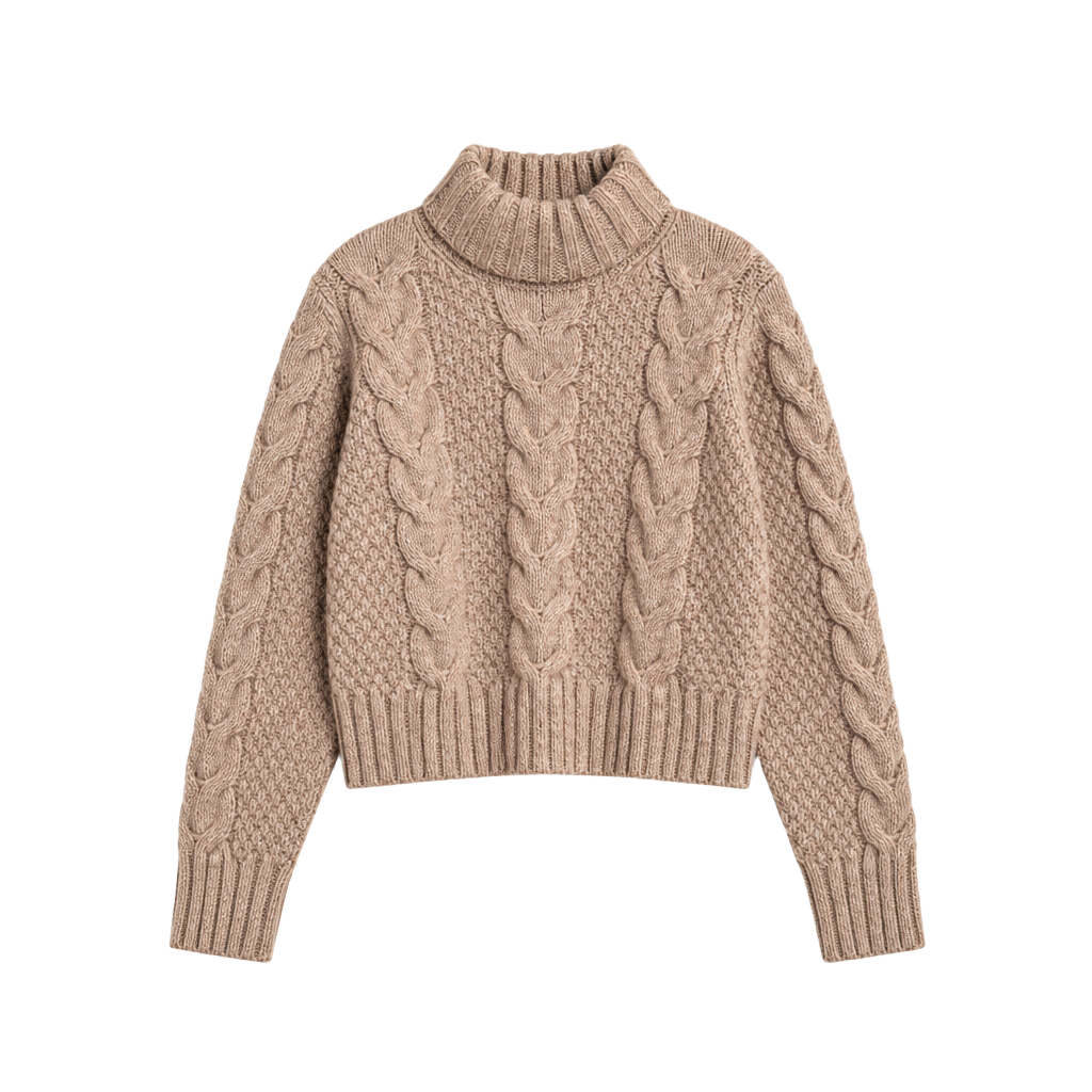 American Eagle Cropped Fisherman Chunky Cable Knit Sweater 1