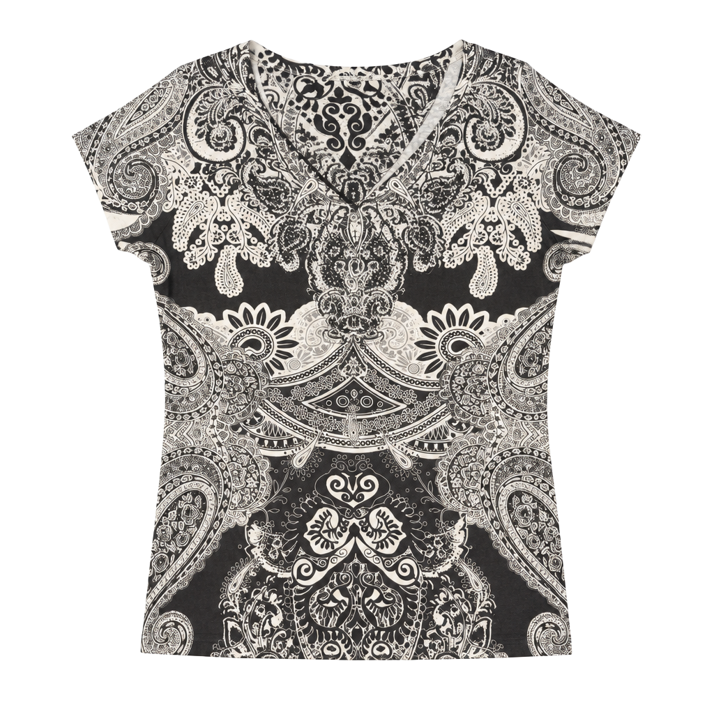 Covington Black White Paisley Blouse Size L 1