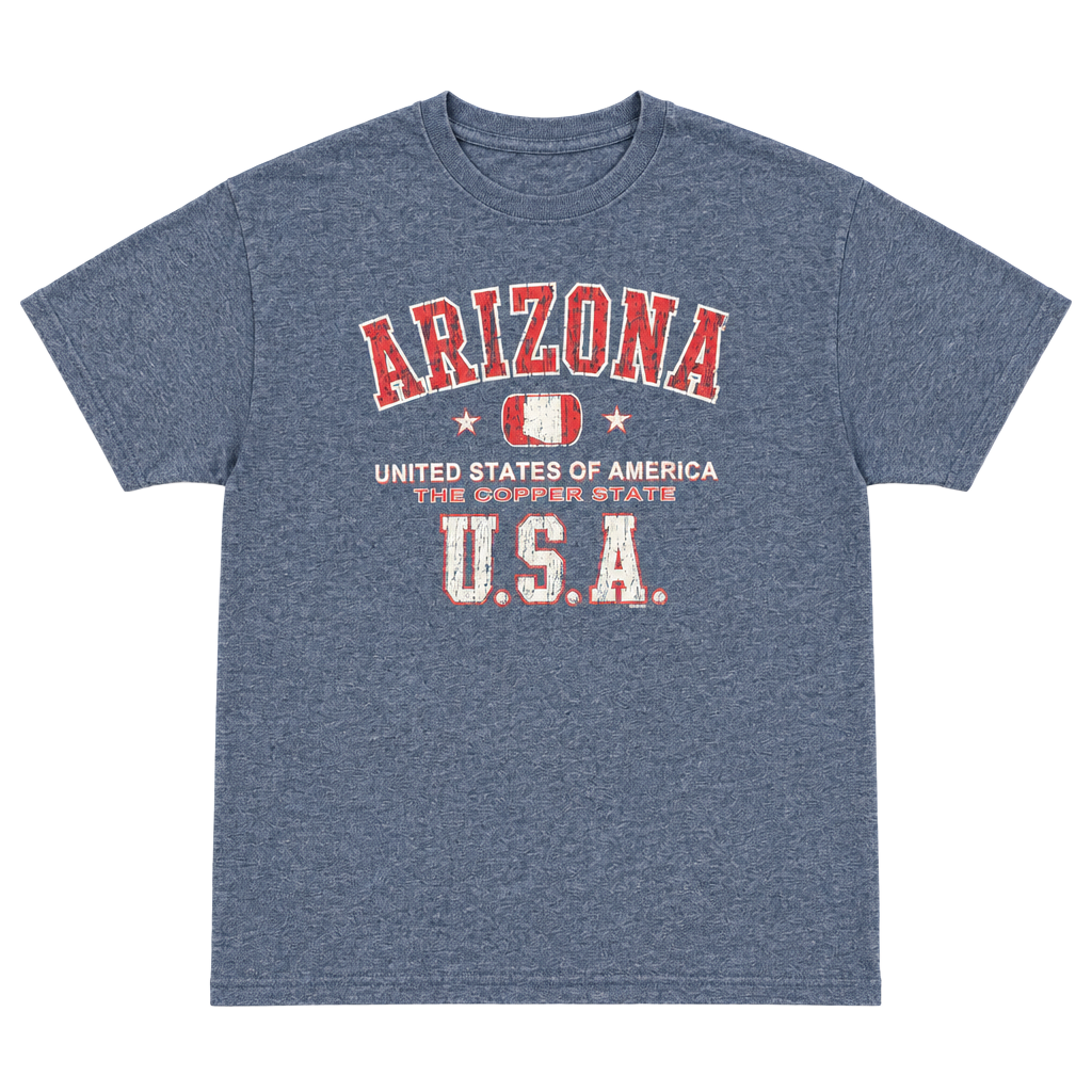 US&A Arizona The Copper State T-Shirt Heather Blue 1