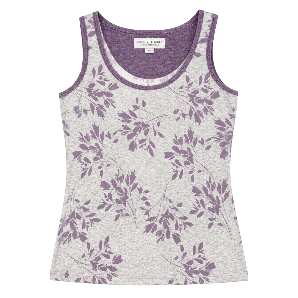 Live Love Lounge Tank Top Size XS Purple Floral 1