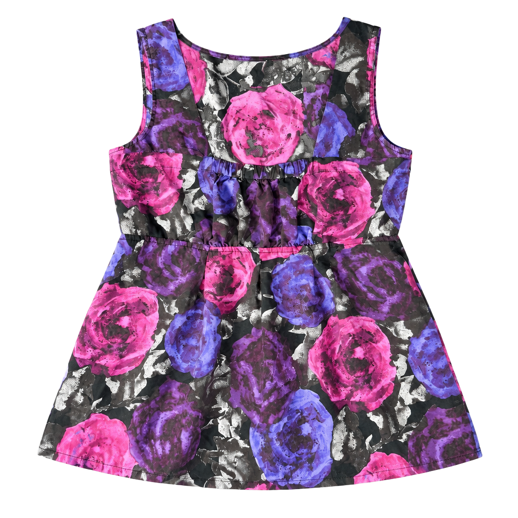 Michael Kors Floral Sleeveless Blouse Size 8 Purple Black Rose Tank Top 1