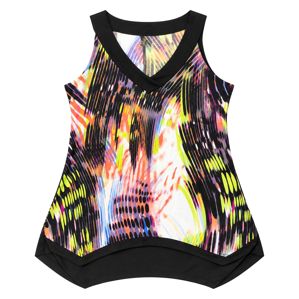 Susan Lawrence Sleeveless V-Neck Tunic Size M Abstract Print 1