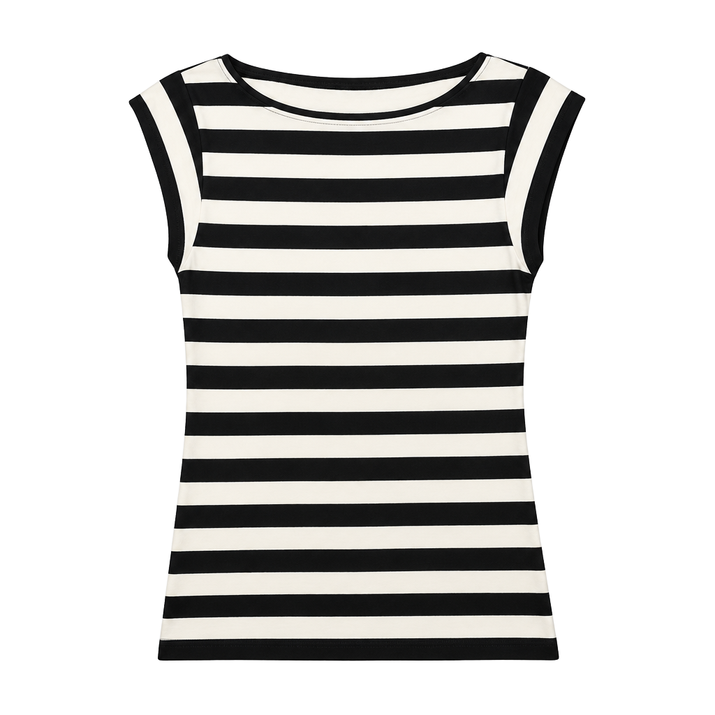 French Connection Striped Top Size M Black White 1
