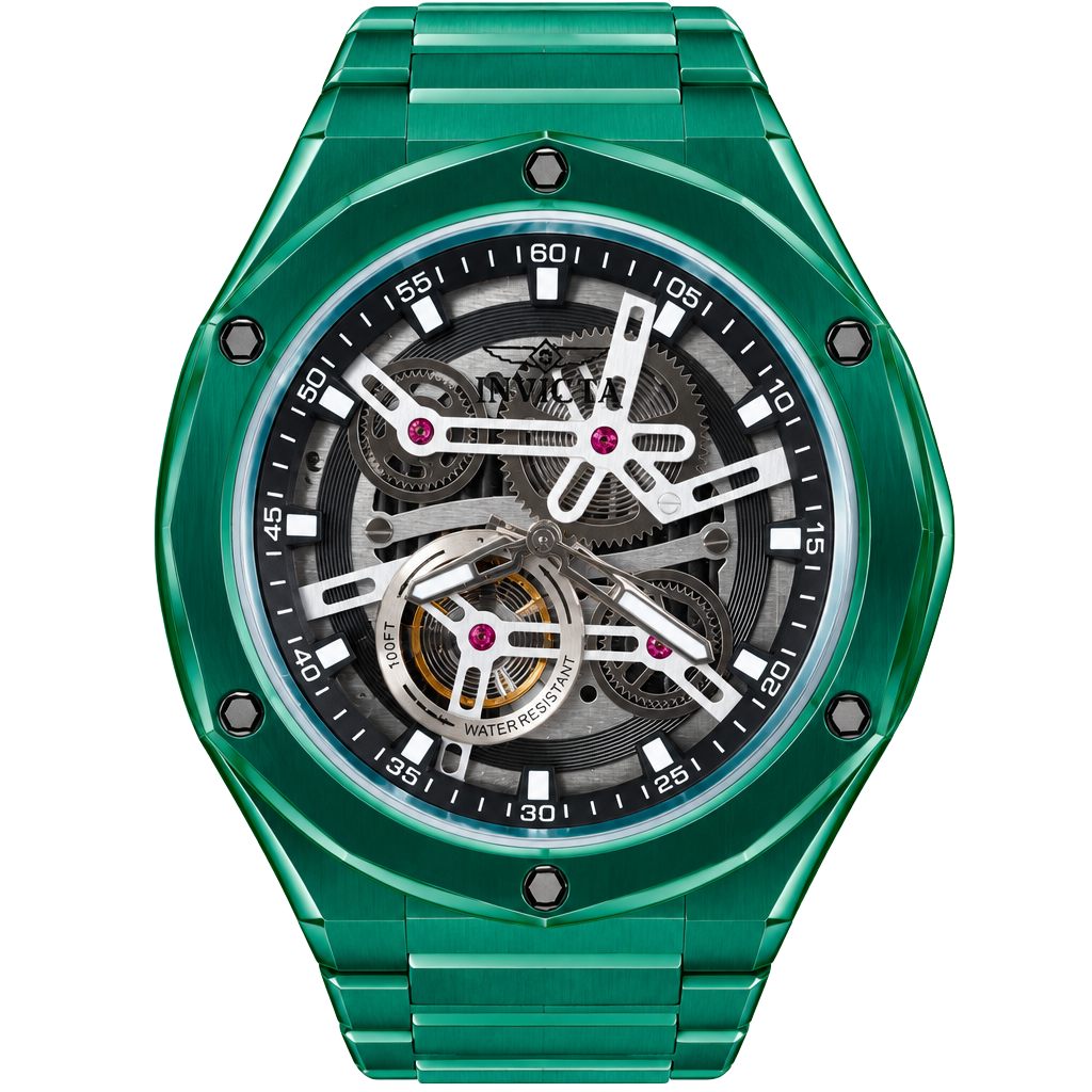 Invicta Speedway Skeleton Green Crystal Transparent Dial Watch 51117 1