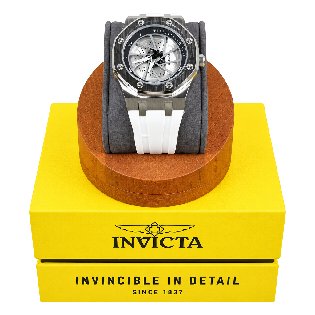 Invicta Speedway Rim Watch Model 70039 White Rubber Strap 1