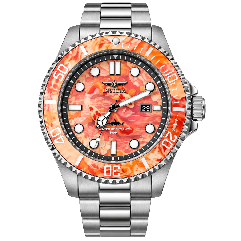 Invicta Pro Diver Watch Orange Dial Stainless Steel Men's 1