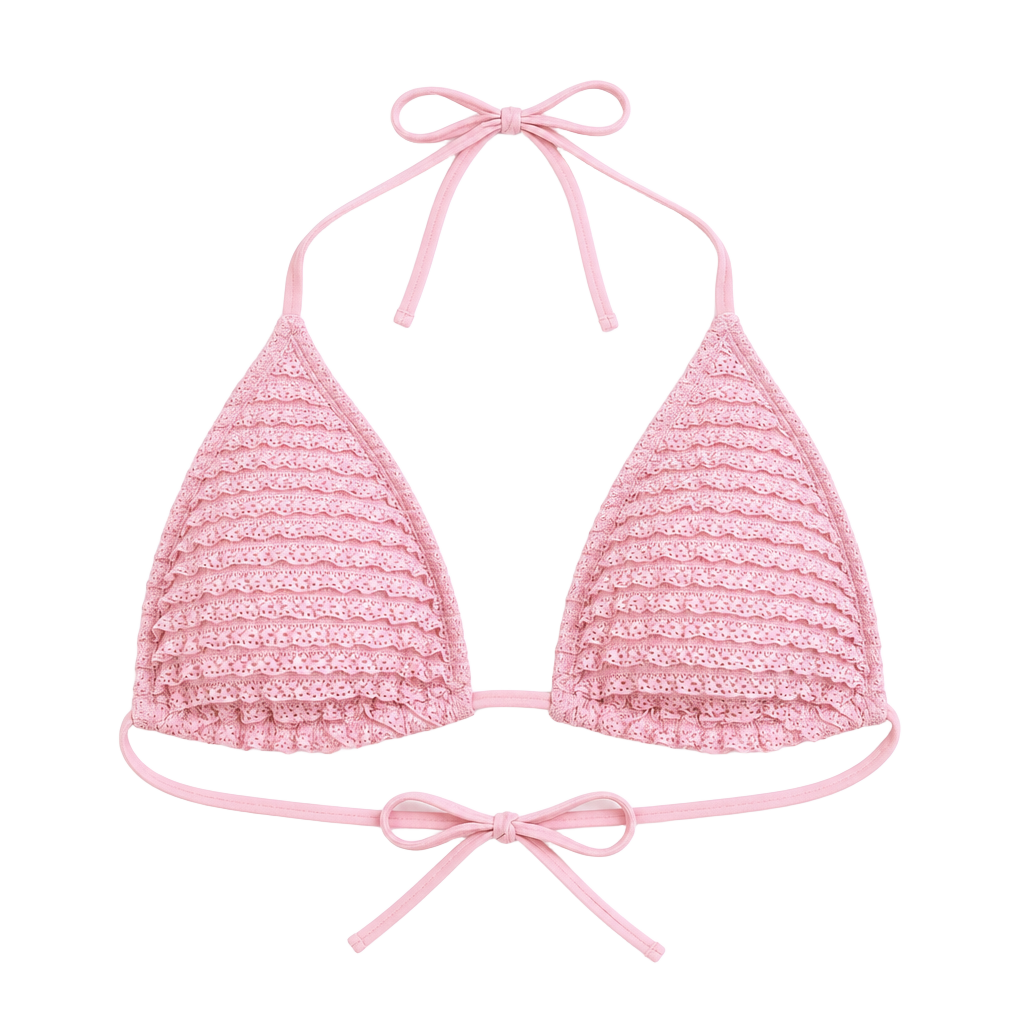 Wild Fable Pink Crochet Triangle Bikini Top XL (16) 1