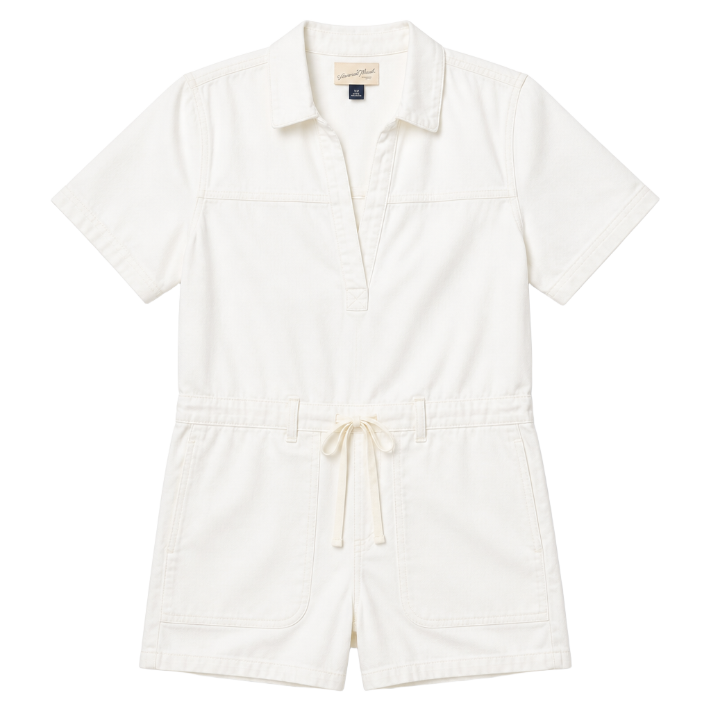 Universal Thread Women's Short Sleeve Denim Utility Romper White Size M 1