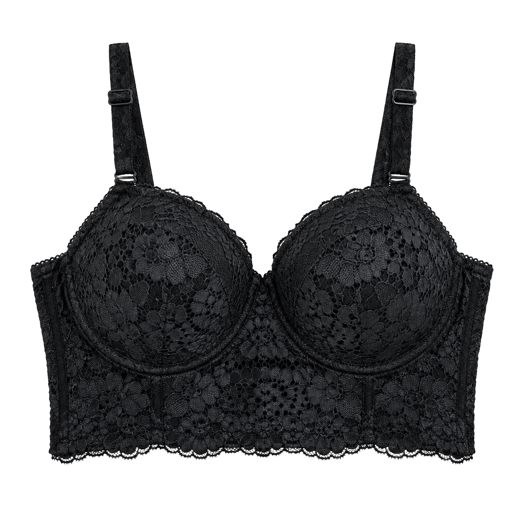 Adored By Adore Me Payal Longline Demi Size 32B Black Lace 1