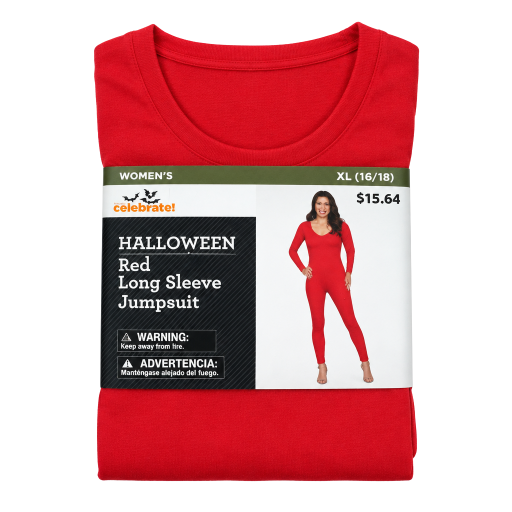 Way to Celebrate Halloween Red Long Sleeve Jumpsuit Size XL 16/18 1