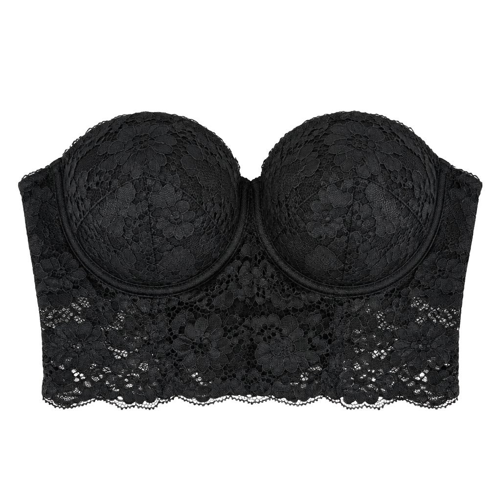 Adored By Adore Me Payal Longline Demi Bra Size 32B Black Lace 1