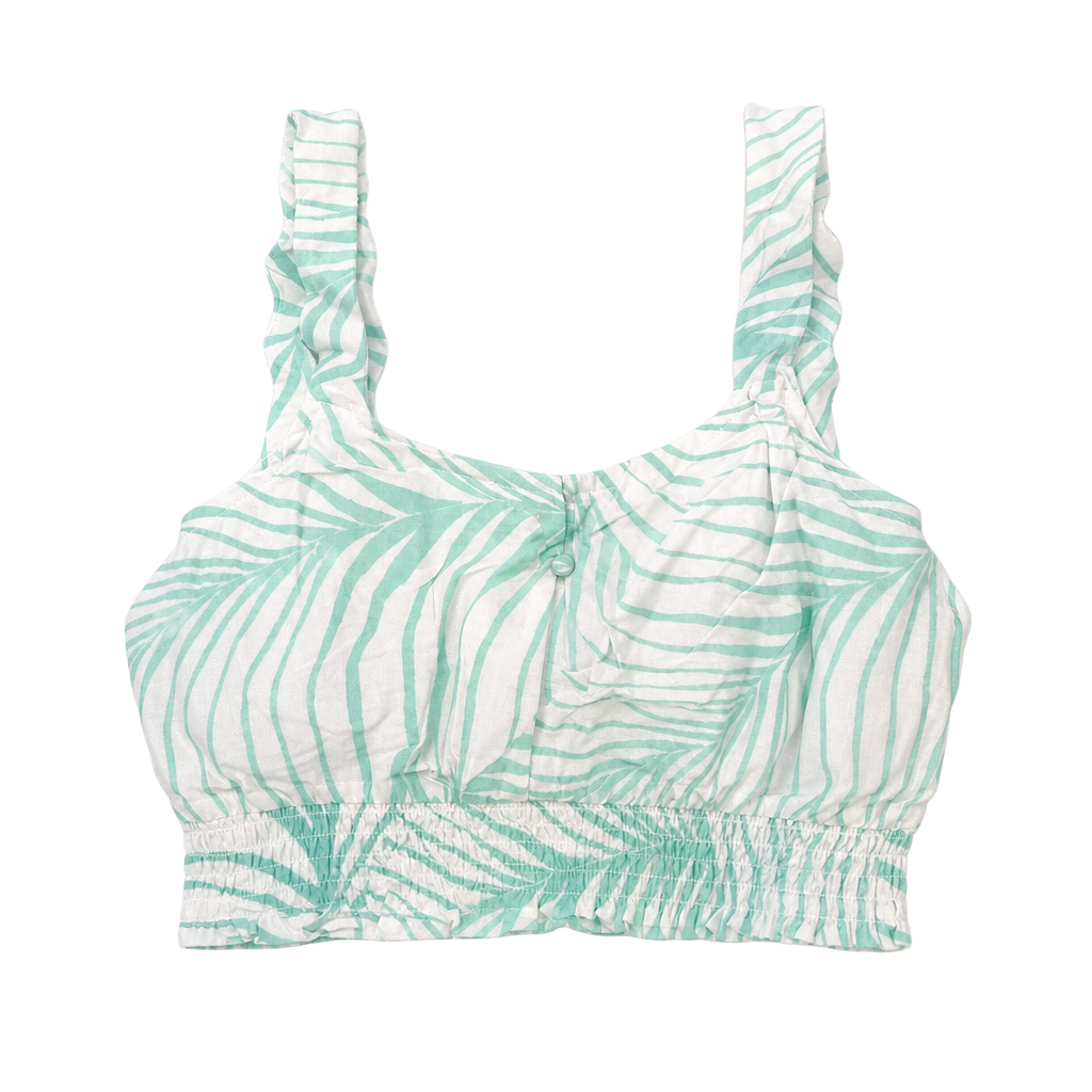 Roxy Palm Print Cropped Smocked Cami Top NEW 1