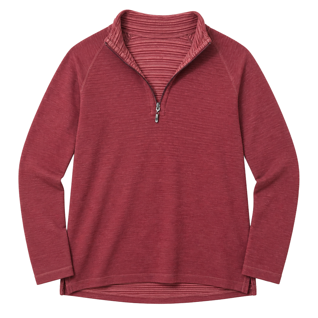Tommy Bahama Mens Reversible Maroon Solid & Striped Quarter Zip Pullover Sweater 1