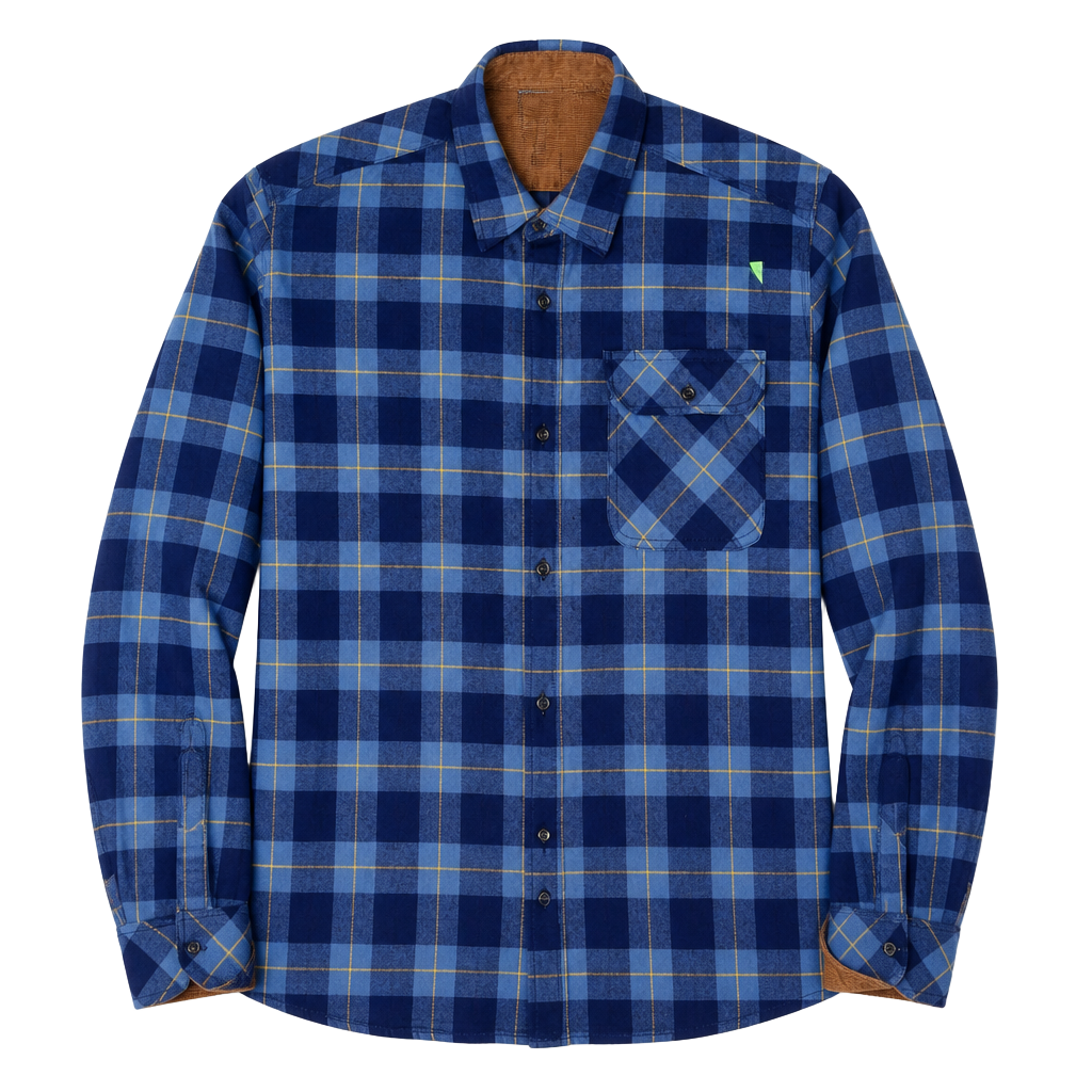 Gioberti Men's Brushed Flannel Plaid Checkered Shirt with Corduroy Blue XXL 1