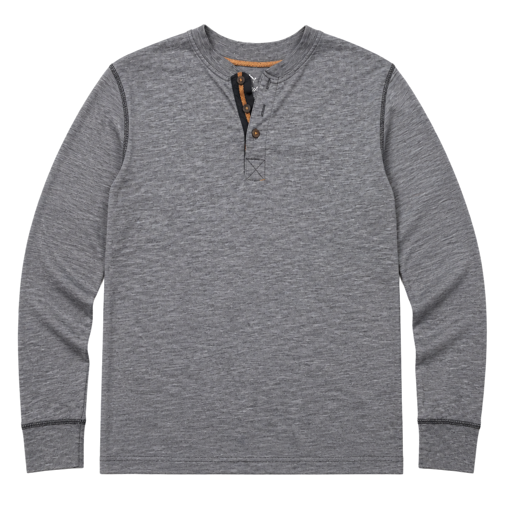 Tommy Bahama Men's Medium Gray Long Sleeve Henley Shirt Cotton Blend 1