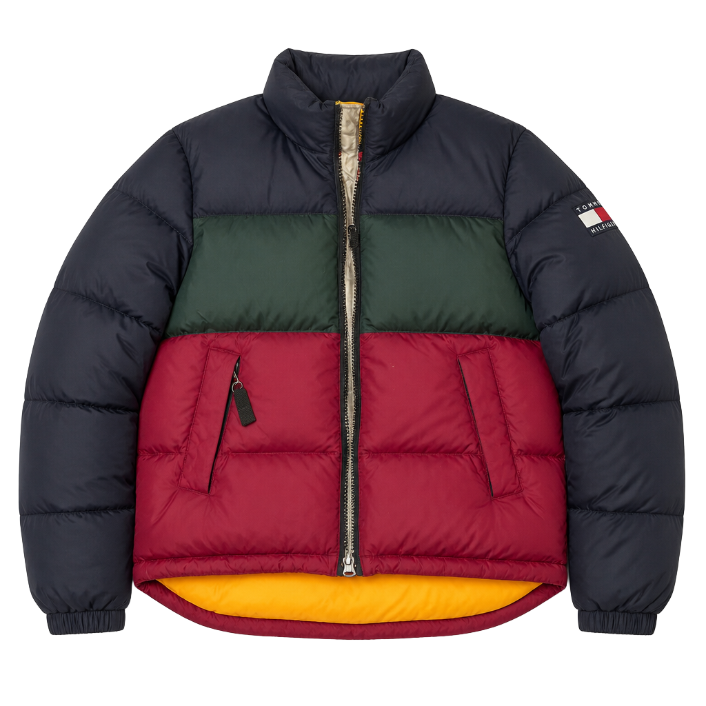 Tommy Hilfiger Colorblock Down Puffer Jacket Red Green Blue Yellow 1